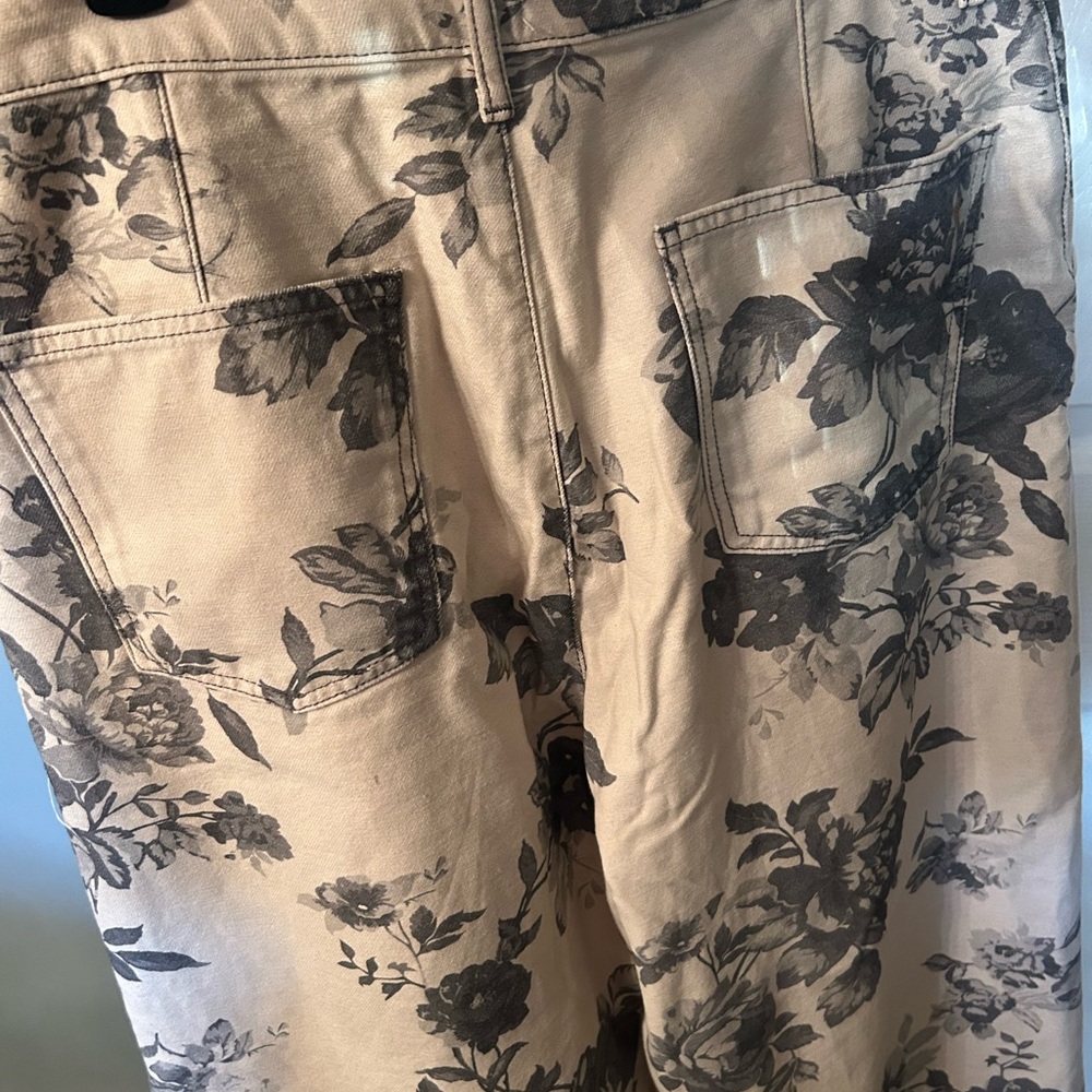 Wow!! 🤩 Pilcro Anthropologie Floral Print Wide-Leg Pants Jeans sz 31 - Picture 4 of 5